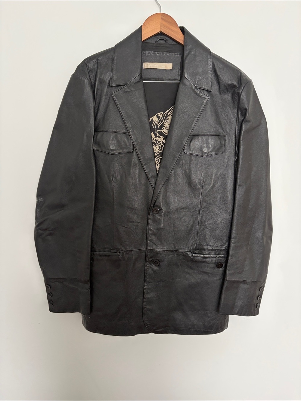 Urban Behavior Men's Black Leather Blazer Jacket